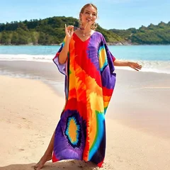 Women's Plus Size Rayon Kaftan Beach Cover-Up Dress-20