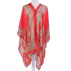 Women's Cashew Flower Print Chiffon Multi-Function Beach Cover Up-11