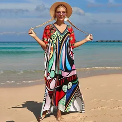 Women's Plus Size Rayon Kaftan Beach Cover-Up Dress-8