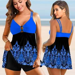 Women's Two-Piece Printed Bikini Set with Swim Skirt-5