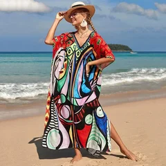 Women's Plus Size Rayon Kaftan Beach Cover-Up Dress-18