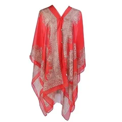 Women's Cashew Flower Print Chiffon Multi-Function Beach Cover Up-24
