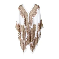 Women's Cashew Flower Print Chiffon Multi-Function Beach Cover Up-17