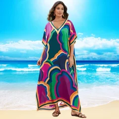 Women's Plus Size Rayon Kaftan Beach Cover-Up Dress-13
