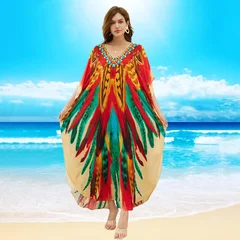 Women's Plus Size Rayon Kaftan Beach Cover-Up Dress-27