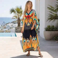 Women's Plus Size Rayon Kaftan Beach Cover-Up Dress-35