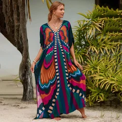Women's Plus Size Rayon Kaftan Beach Cover-Up Dress-23
