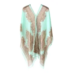 Women's Cashew Flower Print Chiffon Multi-Function Beach Cover Up-22