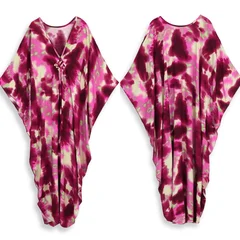 EDOLYNSA Zebra Print V-Neck Side-Slit Cover-Up Dress-12