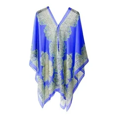 Women's Cashew Flower Print Chiffon Multi-Function Beach Cover Up-20