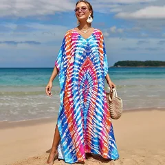 Women's Plus Size Rayon Kaftan Beach Cover-Up Dress-10