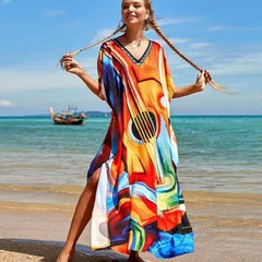 Women's Plus Size Rayon Kaftan Beach Cover-Up Dress-17