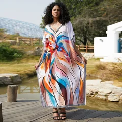 Women's Plus Size Rayon Kaftan Beach Cover-Up Dress-37