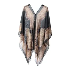 Women's Cashew Flower Print Chiffon Multi-Function Beach Cover Up-23