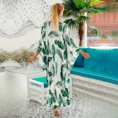 EDOLYNSA Zebra Print V-Neck Side-Slit Cover-Up Dress-15