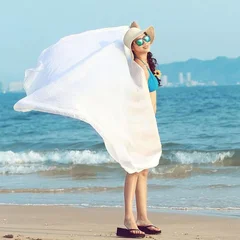 Women's Solid Color Chiffon Beach Scarf Shawl-2