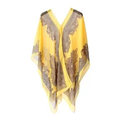Women's Cashew Flower Print Chiffon Multi-Function Beach Cover Up-14