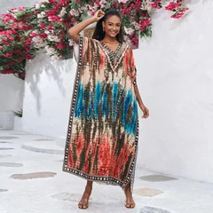 Women's Plus Size Rayon Kaftan Beach Cover-Up Dress-36