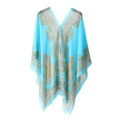 Women's Cashew Flower Print Chiffon Multi-Function Beach Cover Up-13