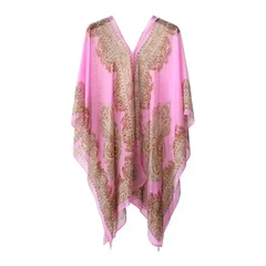 Women's Cashew Flower Print Chiffon Multi-Function Beach Cover Up-19