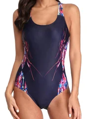Women's Printed Hollow Out Backless Triangle One Piece Swimsuit-8